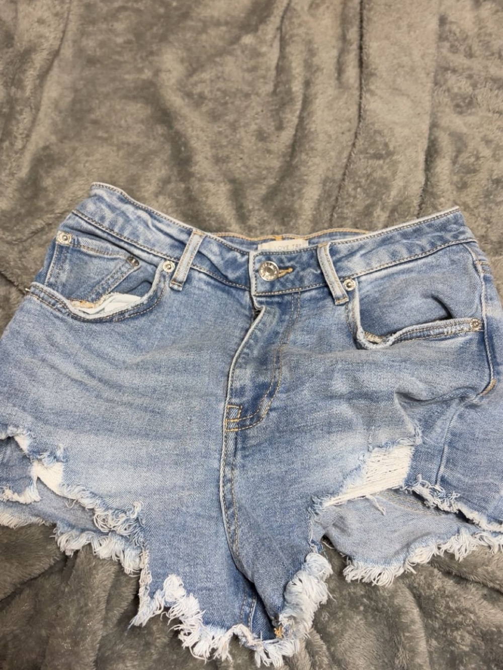 Krush Light Blue Distressed Denim Shorts